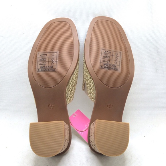 Jessica Carlyle Womens Natural Weave Stacked Heel Open Toe Mule Sandal - Picture 9 of 10